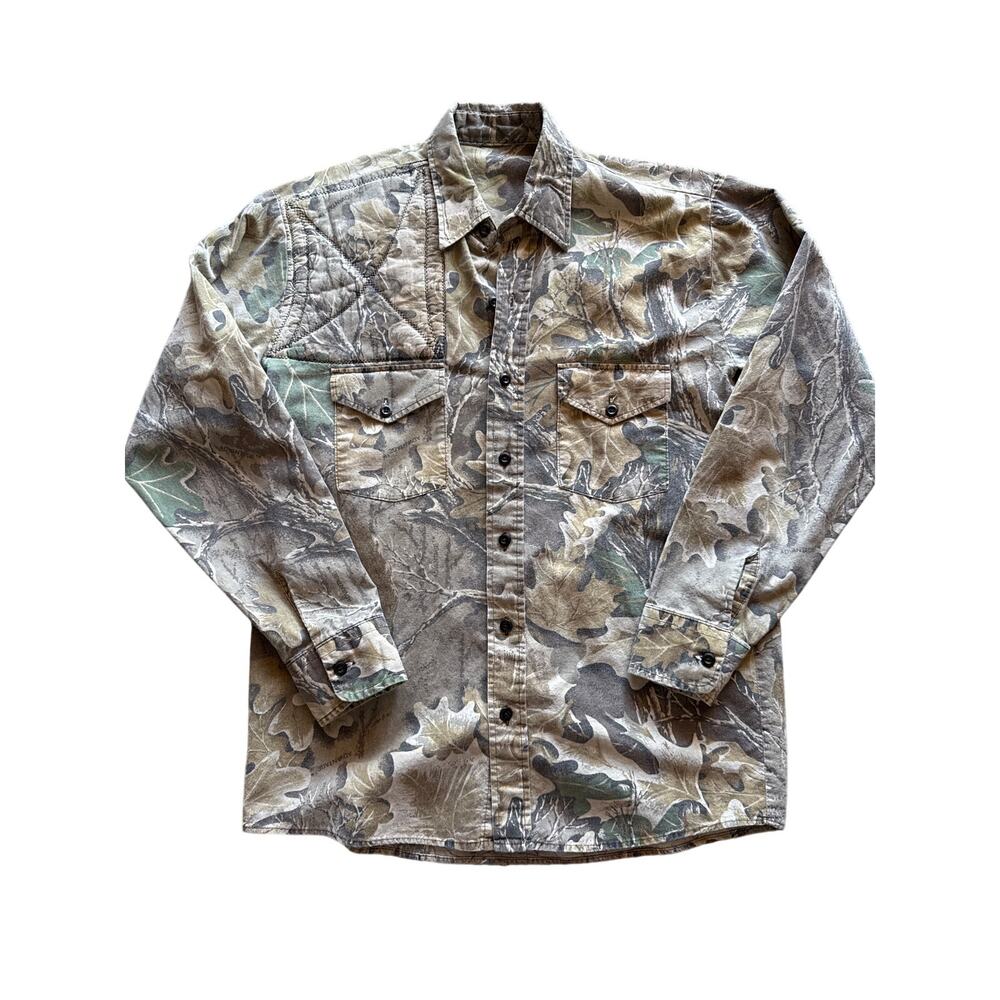 Vintage Advantage Realtree Style M Button Up Rifle Padded Shoulder Hunting Shirt